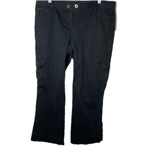 LOFT Trouser Pants Size 14P  Black Wide Leg‎ Cargo Pockets